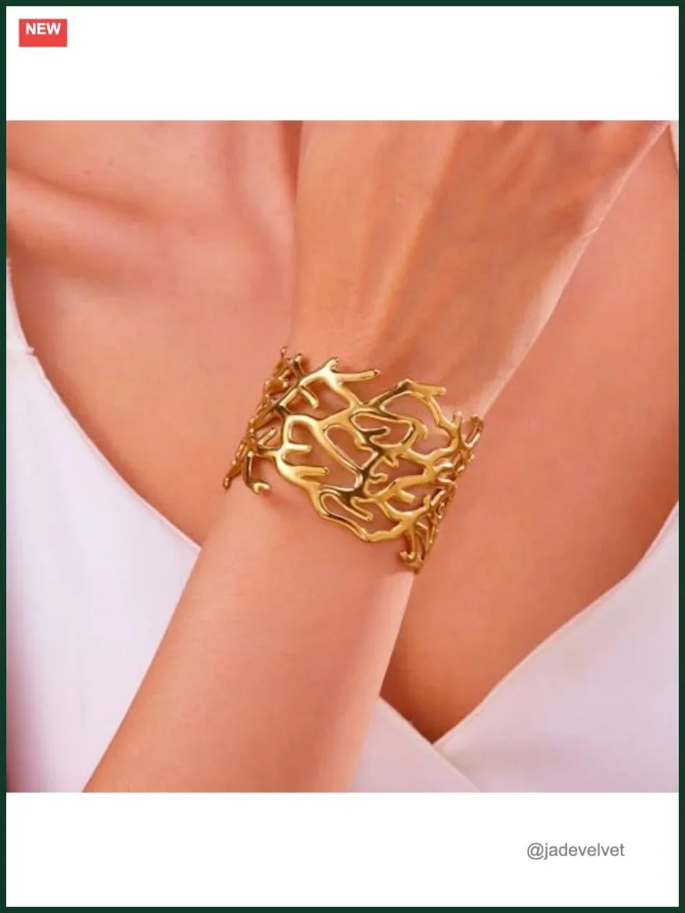 Chunky Open Cuff Bracelet for Women, Adjustable Handmade Bangle, 14K Gold